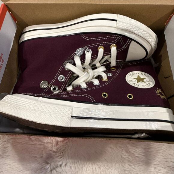 NIB Converse Women's Chuck 70 High 'Luck Charms - Orchid Abyss Gold' sneaker. - Picture 3 of 7